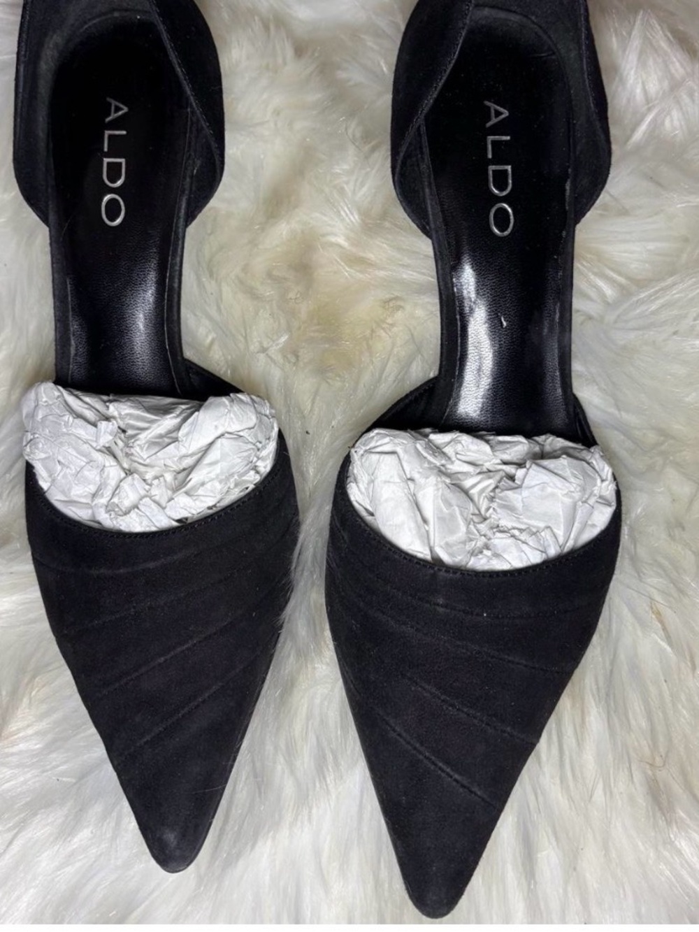 Aldo Black Pointed D'Orsay Mules